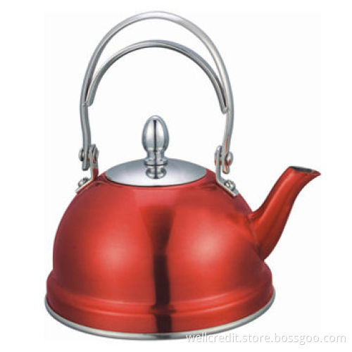 New design red color painting s/s whistling kettle with good quality